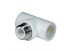 Тройник комбинированный PPR НР 20 мм х 1/2" белый