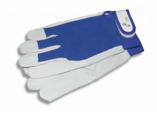 Перчатки хозяйственные кожаные синяя ткань