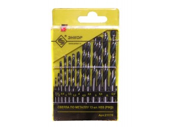 Набор сверл для металла HSS Ф1,5-6,5 мм, 13 штук, пластиковый футляр